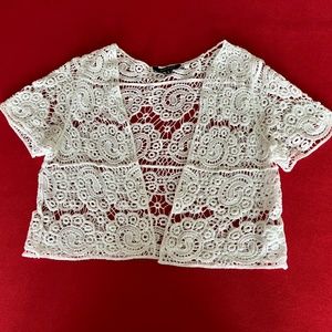 Cotton white crocheted summer shrug